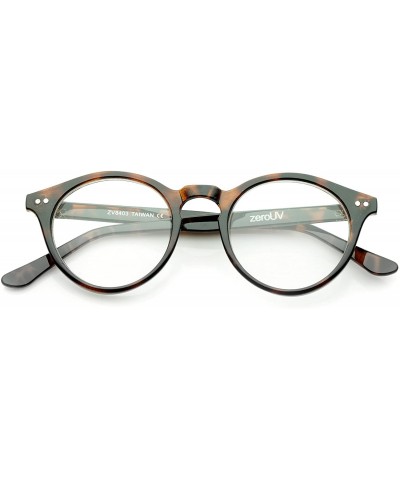 Round Retro Keyhole Nose Bridge Clear Lens P3 Round Glasses 46mm - Dark-tortoise / Clear - CO12N1O3BOH $8.49