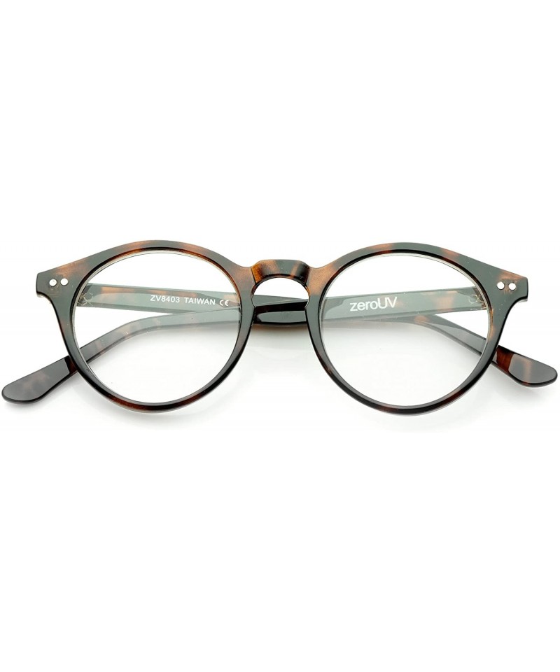 Round Retro Keyhole Nose Bridge Clear Lens P3 Round Glasses 46mm - Dark-tortoise / Clear - CO12N1O3BOH $8.49