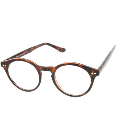 Round Retro Keyhole Nose Bridge Clear Lens P3 Round Glasses 46mm - Dark-tortoise / Clear - CO12N1O3BOH $8.49