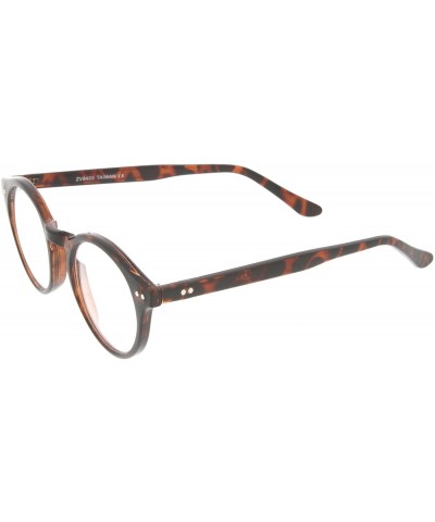 Round Retro Keyhole Nose Bridge Clear Lens P3 Round Glasses 46mm - Dark-tortoise / Clear - CO12N1O3BOH $8.49