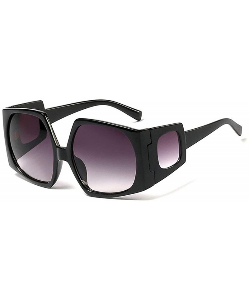 Rectangular Fashion Sunglasses for women Brand Designer Large frame Irregular polygon Mens Goggle UV400 - Black - C018RRNZ9MI...
