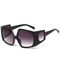 Rectangular Fashion Sunglasses for women Brand Designer Large frame Irregular polygon Mens Goggle UV400 - Black - C018RRNZ9MI...