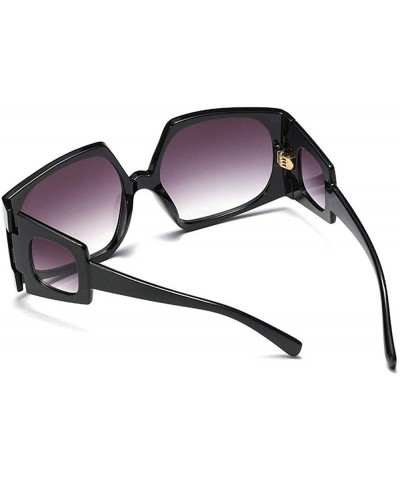 Rectangular Fashion Sunglasses for women Brand Designer Large frame Irregular polygon Mens Goggle UV400 - Black - C018RRNZ9MI...