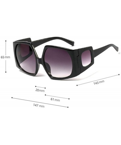 Rectangular Fashion Sunglasses for women Brand Designer Large frame Irregular polygon Mens Goggle UV400 - Black - C018RRNZ9MI...