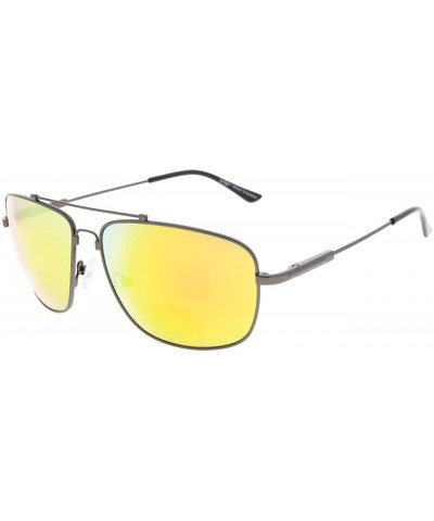 Rectangular Memory Bifocal Sunglasses Bendable Titanium Reading Sunglasses - Gunmetal Frame Orange Mirror - CW18039GXUR $48.22