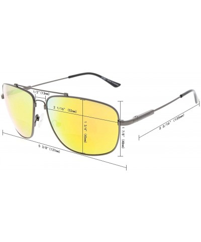 Rectangular Memory Bifocal Sunglasses Bendable Titanium Reading Sunglasses - Gunmetal Frame Orange Mirror - CW18039GXUR $29.43