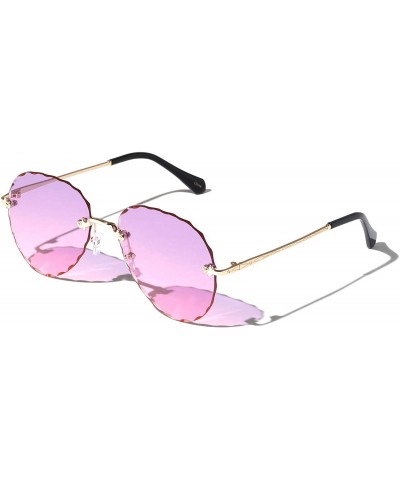 Rimless Barcelona Diamond Edge Cut Rimless Butterfly Sunglasses - Purple - CM19743G5OK $27.36