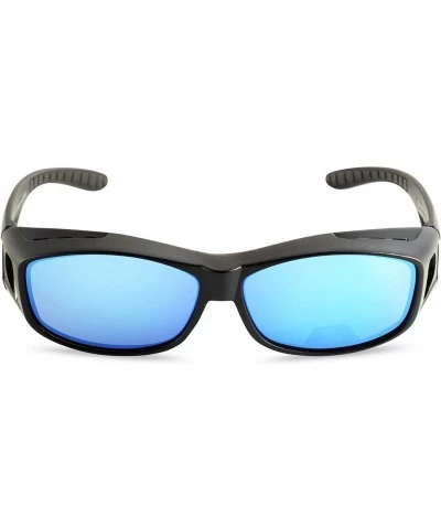 Wrap Mirrored Fit-Over Glasses Polarized Sunglasses with Reflective Lenses - Style 2 - Black - CG18I6TK7WA $8.74