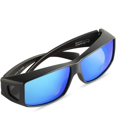 Wrap Mirrored Fit-Over Glasses Polarized Sunglasses with Reflective Lenses - Style 2 - Black - CG18I6TK7WA $8.74