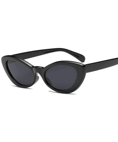 Oval Small Oval Sunglasses Women Cat Eye Brand Designer Vintage Retro Yellow Black - Green - CW18Y4SXWQO $11.73