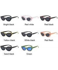 Oval Small Oval Sunglasses Women Cat Eye Brand Designer Vintage Retro Yellow Black - Green - CW18Y4SXWQO $11.73