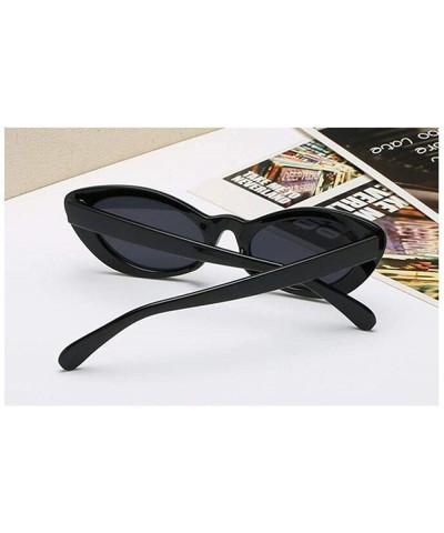Oval Small Oval Sunglasses Women Cat Eye Brand Designer Vintage Retro Yellow Black - Green - CW18Y4SXWQO $11.73