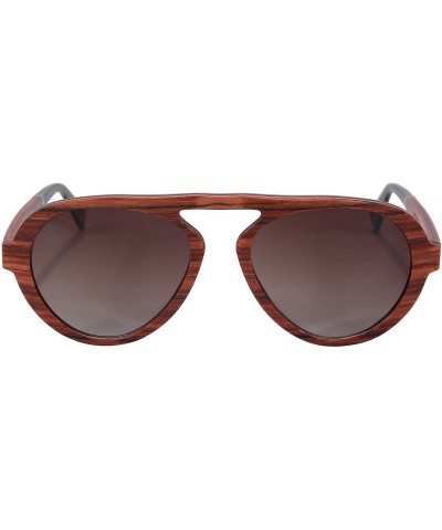 Aviator Wood Sunglasses Polarized Pilot Sunglasses 7 Layers Wood Frame-SG73003 - Redsandalwood- Brown - CS18DUKMYNH $60.69