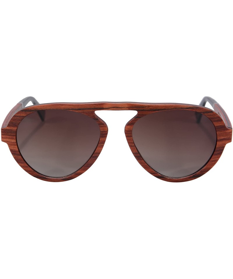 Aviator Wood Sunglasses Polarized Pilot Sunglasses 7 Layers Wood Frame-SG73003 - Redsandalwood- Brown - CS18DUKMYNH $37.53