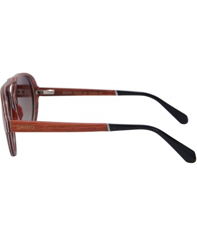 Aviator Wood Sunglasses Polarized Pilot Sunglasses 7 Layers Wood Frame-SG73003 - Redsandalwood- Brown - CS18DUKMYNH $37.53