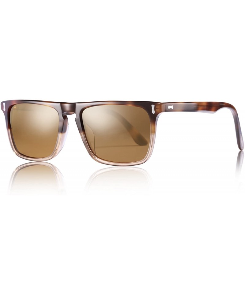 Round Polarized Mens Sunglasses UV400 Protection for Fishing Driving Hiking- Acetate Frame - Brown Lens - CX18NHO5096 $27.31