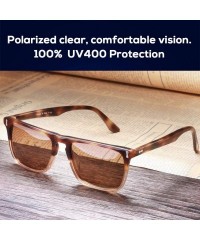 Round Polarized Mens Sunglasses UV400 Protection for Fishing Driving Hiking- Acetate Frame - Brown Lens - CX18NHO5096 $41.24