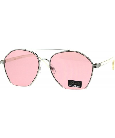 Aviator Womens Fashion Sunglasses Unique Cut Cropped Aviator Shades UV 400 - Silver Clear (Pink) - CW18IQIN544 $10.76