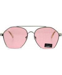 Aviator Womens Fashion Sunglasses Unique Cut Cropped Aviator Shades UV 400 - Silver Clear (Pink) - CW18IQIN544 $10.76