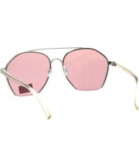 Aviator Womens Fashion Sunglasses Unique Cut Cropped Aviator Shades UV 400 - Silver Clear (Pink) - CW18IQIN544 $10.76