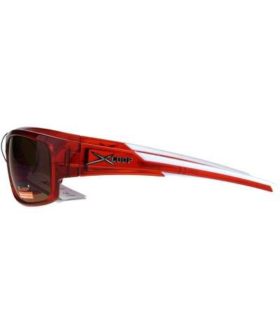 Wrap Xloop Sports Sunglasses Mens Stylish Rectangular Wrap Around Shades - Orange (Purple Brown) - CJ18CXYH5X5 $10.34