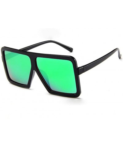Square Unisex Big Frame Sunglasses Women Men Vintage Glasses Retro Glasses Eyewear Sunglasses - Green - CP18S7TG3R9 $16.64