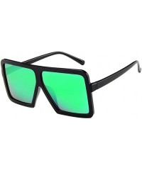 Square Unisex Big Frame Sunglasses Women Men Vintage Glasses Retro Glasses Eyewear Sunglasses - Green - CP18S7TG3R9 $6.88