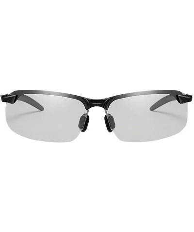 Round Classic Polarized Photochromic Sunglasses Driving Photosensitive Glasses 3043 Driving Fishing Outdoor - Dark Gray - CE1...
