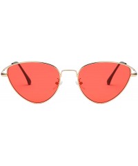 Cat Eye Cat Eye Mirrored Sunglasses Metal Frame Flat Lens LK1742 - Gold/Red - CR18CU5M3DM $11.67