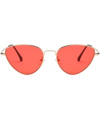 Cat Eye Cat Eye Mirrored Sunglasses Metal Frame Flat Lens LK1742 - Gold/Red - CR18CU5M3DM $11.67