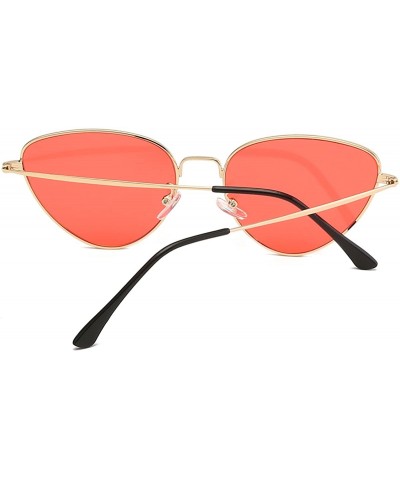 Cat Eye Cat Eye Mirrored Sunglasses Metal Frame Flat Lens LK1742 - Gold/Red - CR18CU5M3DM $11.67