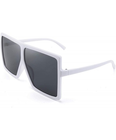 Square Women Square Oversized Sunglasses One Piece Fashion Female Big Large Frame UV400 B2539 - 06 White - CE198UWCNHW $7.83