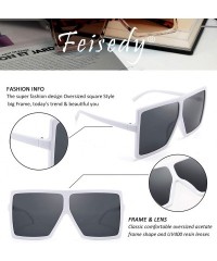 Square Women Square Oversized Sunglasses One Piece Fashion Female Big Large Frame UV400 B2539 - 06 White - CE198UWCNHW $7.83