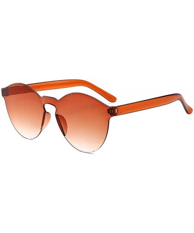 Round Unisex Fashion Candy Colors Round Outdoor Sunglasses Sunglasses - Light Brown - C5199L0C7KZ $11.87