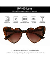 Goggle Clout Goggle Heart Sunglasses Retro Vintage Cat Eye Mod Style Kurt Cobain Glasses - Leopard - CW18REXUMDH $10.58
