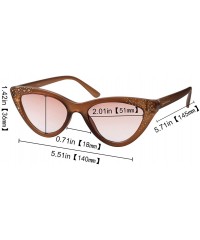 Cat Eye Womens Bling Rhinestones Rivets Cat Eye Anti-Blue Light Reading Glasses - Tea Frame/Tea Lenses - CC18XWUUITY $10.59