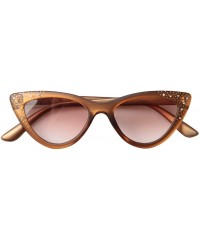 Cat Eye Womens Bling Rhinestones Rivets Cat Eye Anti-Blue Light Reading Glasses - Tea Frame/Tea Lenses - CC18XWUUITY $10.59