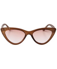 Cat Eye Womens Bling Rhinestones Rivets Cat Eye Anti-Blue Light Reading Glasses - Tea Frame/Tea Lenses - CC18XWUUITY $10.59