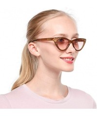 Cat Eye Womens Bling Rhinestones Rivets Cat Eye Anti-Blue Light Reading Glasses - Tea Frame/Tea Lenses - CC18XWUUITY $10.59