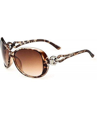 Oval Women Vintage Polarized Sunglasses-Classic Designer Style UV400 Protection - Leopard - CW1963WGZT4 $11.26