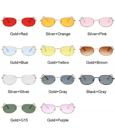 Square Vintage Small Octagon Sunglasses Women Fashion Shade Square Metal Frame Sun Glasses Red Yellow Pink - CT19854U2WZ $29.11