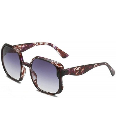 Goggle Fashion New Square Gradient sunglasses Large frame Lady sun glasses Mens Goggle uv400 - Floral - CT18RN6UOTK $22.66