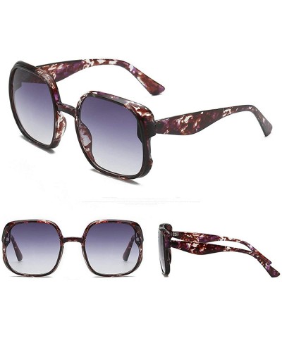 Goggle Fashion New Square Gradient sunglasses Large frame Lady sun glasses Mens Goggle uv400 - Floral - CT18RN6UOTK $10.14