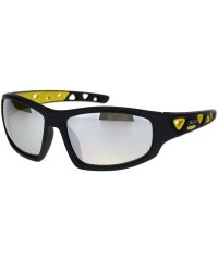 Rectangular Xloop Sunglasses Mens Sports Shades Oval Rectangular Wrap Around UV 400 - Matte Black Yellow - CQ18UIED5XE $9.22