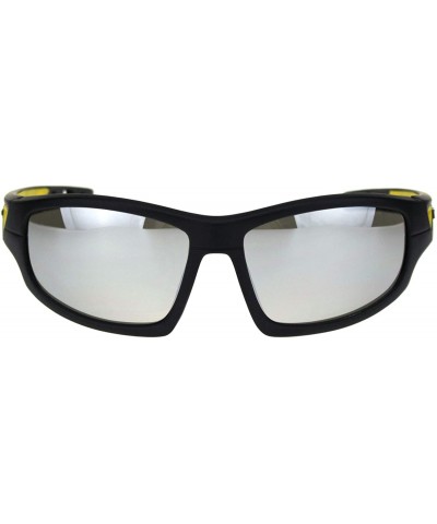 Xloop Sunglasses Mens Sports Shades Oval Rectangular Wrap Around UV 400 -  Matte Black Yellow - CQ18UIED5XE