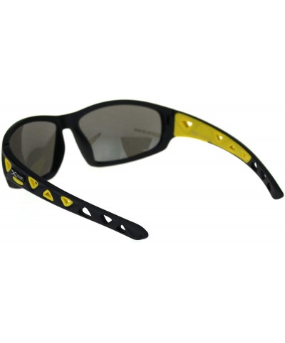 Rectangular Xloop Sunglasses Mens Sports Shades Oval Rectangular Wrap Around UV 400 - Matte Black Yellow - CQ18UIED5XE $9.22