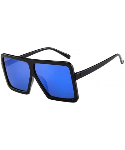 Sport Women Men Vintage Retro Glasses Unisex Big Frame Sunglasses Eyewear Metal Frame Shade Glasses - Blue - CL196IY8QM0 $7.69