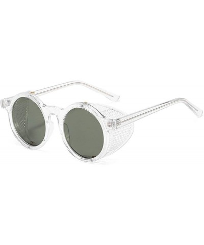 Round 2020 New Transparent Color Punk Flip Sunglasses Men Women Fashion UV400 Round Glasses - Clear&green - CT1935E8AAG $16.25