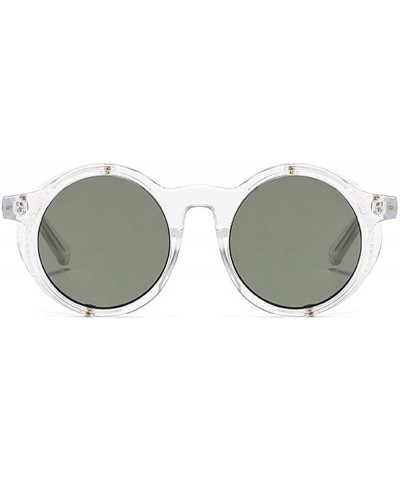 Round 2020 New Transparent Color Punk Flip Sunglasses Men Women Fashion UV400 Round Glasses - Clear&green - CT1935E8AAG $16.25