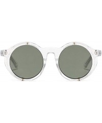 Round 2020 New Transparent Color Punk Flip Sunglasses Men Women Fashion UV400 Round Glasses - Clear&green - CT1935E8AAG $25.73
